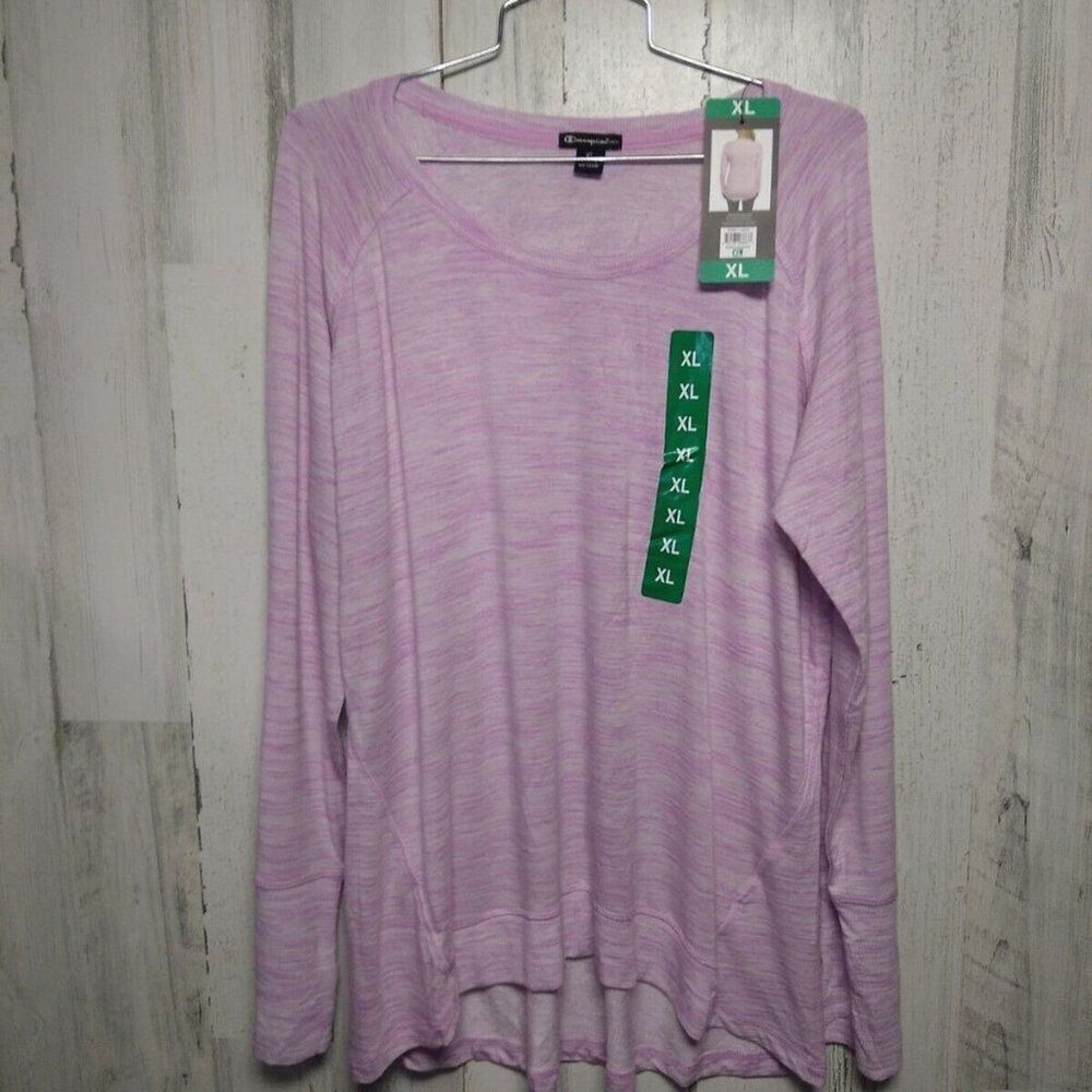 Champion Ladies' High-Low Hemline Long Sleeve Shirt--XL-PURPLE PEACOCK-NEW